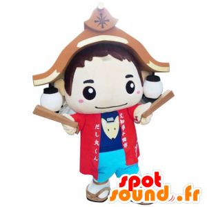 Mascot Round-kun, Menino asiático com um teto sobre sua cabeça - MASFR26809 - Yuru-Chara Mascotes japoneses