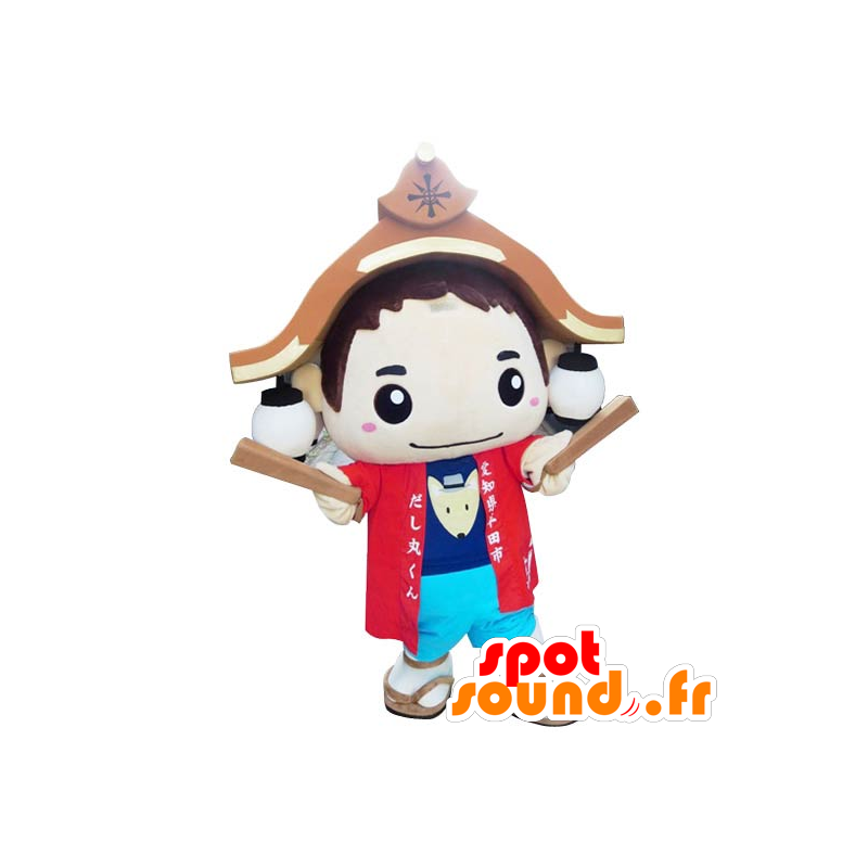 Round-kun Maskottchen, Asiatischer Junge mit einem Dach über dem Kopf - MASFR26809 - Yuru-Chara japanischen Maskottchen