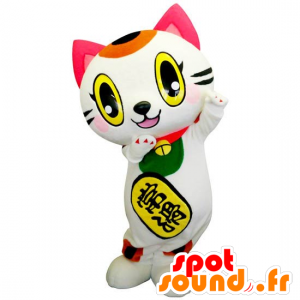 トコタンのマスコット、色とりどりの白い猫-MASFR26814-日本のゆるキャラのマスコット