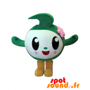 Cheever-kun mascot, round man, white and green - MASFR26818 - Yuru-Chara Japanese mascots