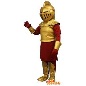 Knight maskot i rød og guld rustning - Spotsound maskot kostume