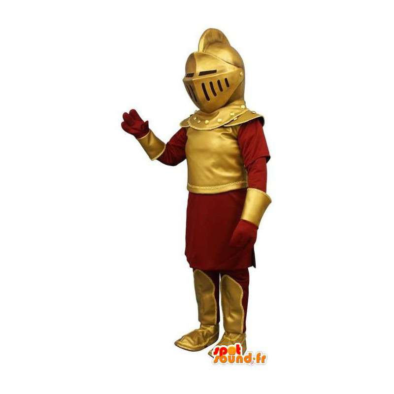 Mascotte de chevalier en armure rouge et dorée - MASFR006973 - Mascottes de chevaliers