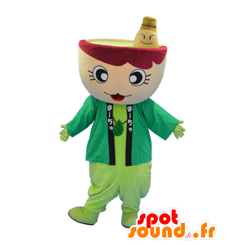 Ma-Tea maskot, kæmpe grøn te kop - Spotsound maskot kostume
