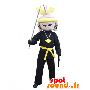 Kejsare Haniwa maskot, svart och gul kejsare - Spotsound maskot