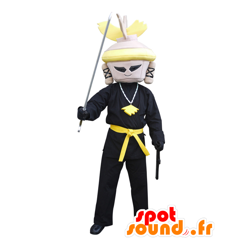 Kejser Haniwa maskot, sort og gul kejser - Spotsound maskot