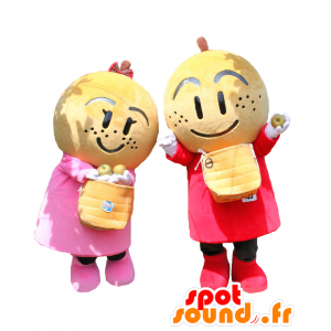 Mascottes Geen Bow Kaori, 2 gele peren, reuze - MASFR26824 - Yuru-Chara Japanse Mascottes