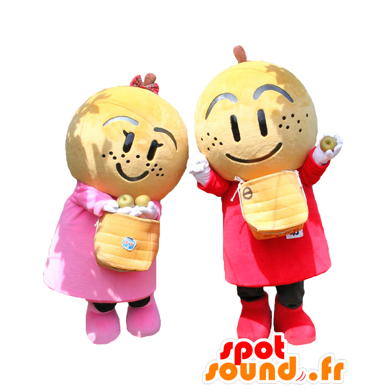 Mascottes Geen Bow Kaori, 2 gele peren, reuze - MASFR26824 - Yuru-Chara Japanse Mascottes