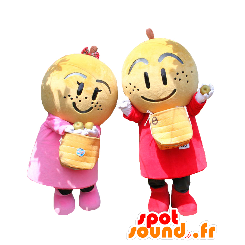 Maskoter Ingen Bow Kaori, 2 gule pærer, gigantiske - MASFR26824 - Yuru-Chara japanske Mascots