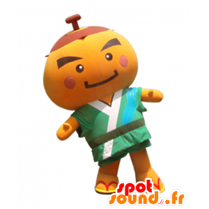 柿丸くんマスコット、丸いオレンジ色の男-MASFR26825-日本のゆるキャラマスコット