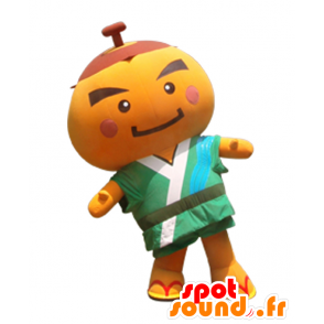 Mascotte de Kakimaru kun, bonhommme orange tout rond - MASFR26825 - Mascottes Yuru-Chara Japonaises