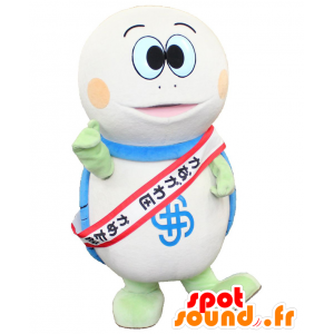Turtle mascot Taro, pretty white turtle, green and blue - MASFR26826 - Yuru-Chara Japanese mascots
