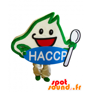 Mascotte d'Hasappu kun, bonhomme souriant vert et blanc - MASFR26828 - Mascottes Yuru-Chara Japonaises