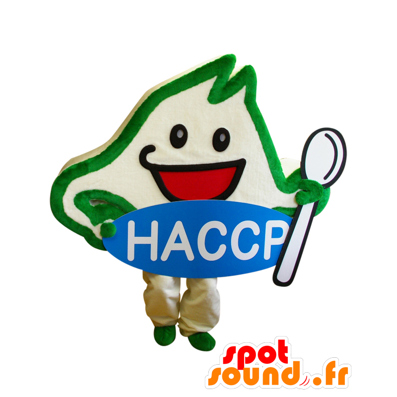 Mascot Hasappu kun, muñeco de nieve sonriente verde y blanco - MASFR26828 - Yuru-Chara mascotas japonesas