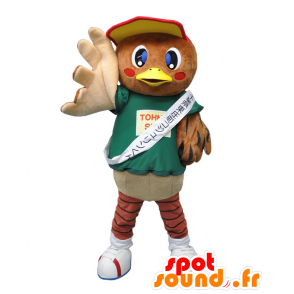 Mascot Kojurin kun, bruin mus, groen en beige, reuze - MASFR26829 - Yuru-Chara Japanse Mascottes