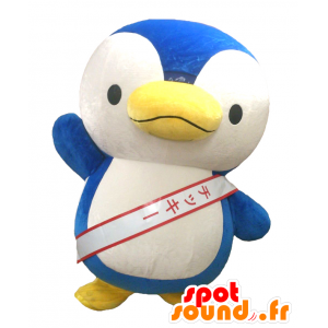 Maskot Chicky, pingvin, blå och vit pingvin - Spotsound maskot