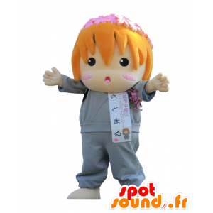 Mascotte de la ville de Niigata, fillette rousse fleurie - MASFR26836 - Mascottes Yuru-Chara Japonaises