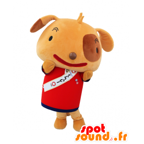 Mascot Classy, ​​bicolor hond gekleed in het rood - MASFR26837 - Yuru-Chara Japanse Mascottes