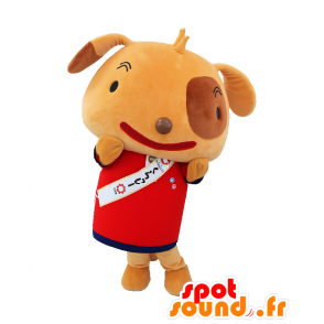 Μασκότ Αριστοκρατικό, δίχρωμο σκυλί ντυμένοι στα κόκκινα - MASFR26837 - Yuru-Χαρά ιαπωνική Μασκότ