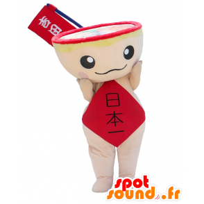 Mascot Yoshida Noudon jättiläinen kulho, vaaleanpunainen ja punainen - MASFR26839 - Mascottes Yuru-Chara Japonaises