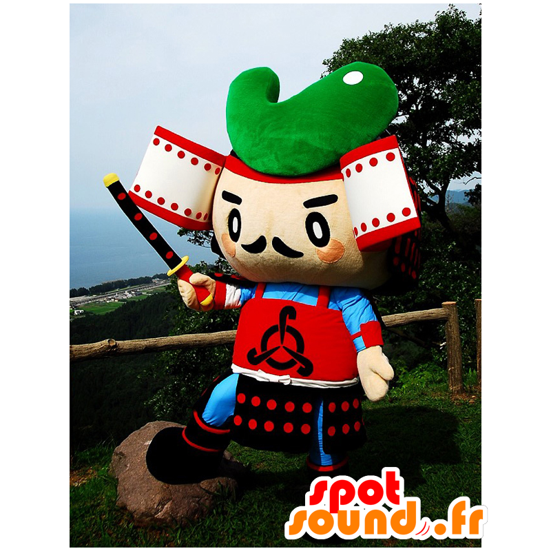 Jade mascote samurai Taro com um equipamento tradicional - MASFR26841 - Yuru-Chara Mascotes japoneses