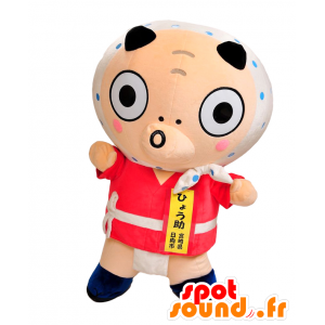 Mascot Miyazaki Hyuga, rosa gris kledd i rødt - MASFR26843 - Yuru-Chara japanske Mascots
