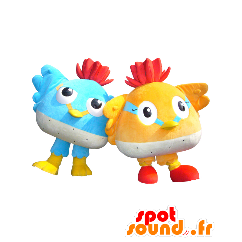 Mascottes de Clicker et de Kurippi, gros oiseaux colorés - MASFR26848 - Mascottes Yuru-Chara Japonaises