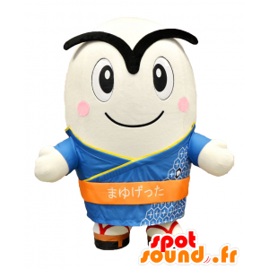Mascotte d'Eyebrows Tsu, bonhomme blanc avec de gros sourcils - MASFR26849 - Mascottes Yuru-Chara Japonaises