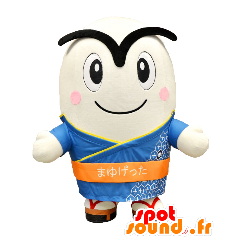 Mascotte d'Eyebrows Tsu, bonhomme blanc avec de gros sourcils - MASFR26849 - Mascottes Yuru-Chara Japonaises