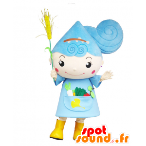 Mascot Rurume chan, menina azul com lotes de produtos hortícolas - MASFR26853 - Yuru-Chara Mascotes japoneses
