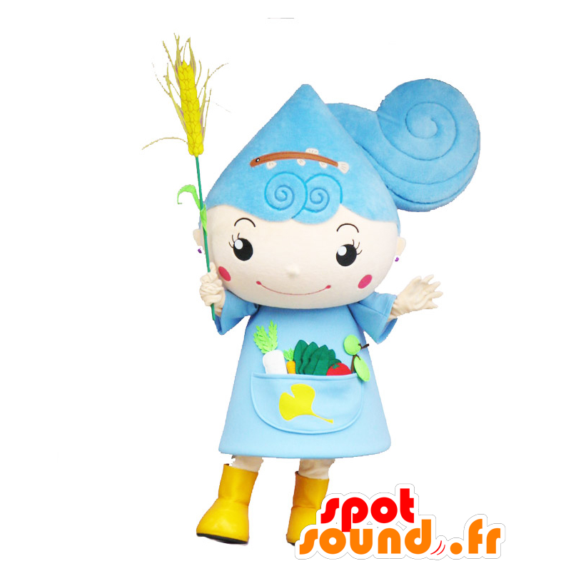 Rurume chan mascot, blue girl with full of vegetables - MASFR26853 - Yuru-Chara Japanese mascots