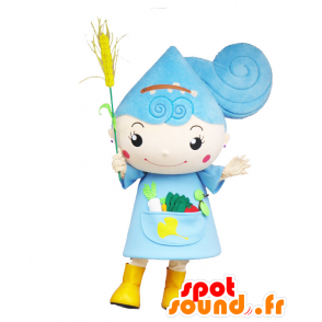 Mascot Rurume chan, blauw meisje met veel groenten - MASFR26853 - Yuru-Chara Japanse Mascottes