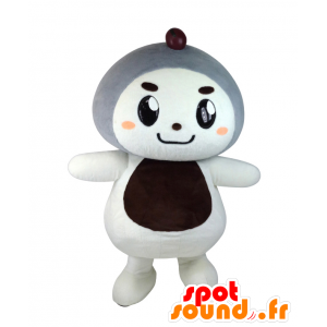 Maskot Daifukun, bílý medvídek, šedá a hnědá - MASFR26854 - Yuru-Chara japonské Maskoti