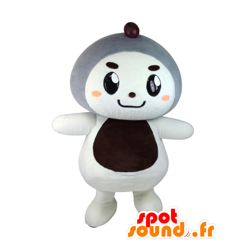 Mascotte de Daifukun, nounours blanc, gris et marron - MASFR26854 - Mascottes Yuru-Chara Japonaises