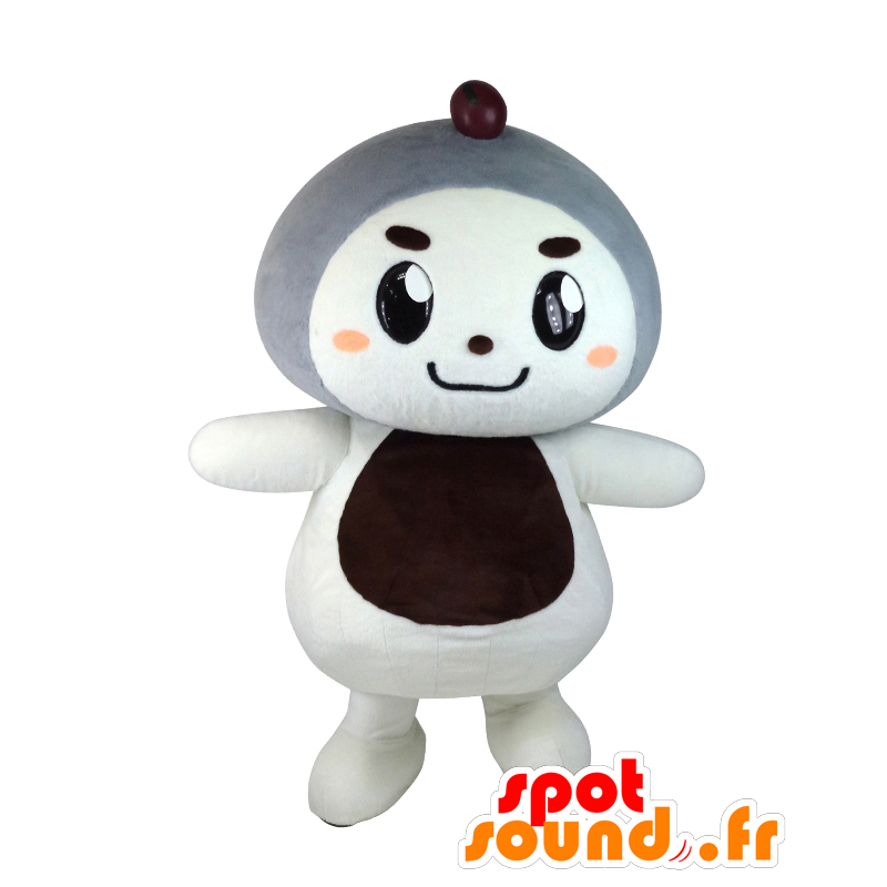 Mascot Daifukun, valkoinen nallekarhu, harmaa ja ruskea - MASFR26854 - Mascottes Yuru-Chara Japonaises