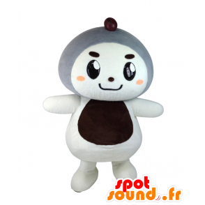 Mascotte de Daifukun, nounours blanc, gris et marron - MASFR26854 - Mascottes Yuru-Chara Japonaises