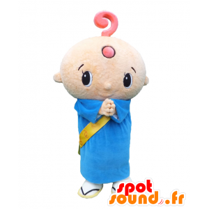 Mascotte de Sankyu San, petit moine habillé en bleu - MASFR26856 - Mascottes Yuru-Chara Japonaises