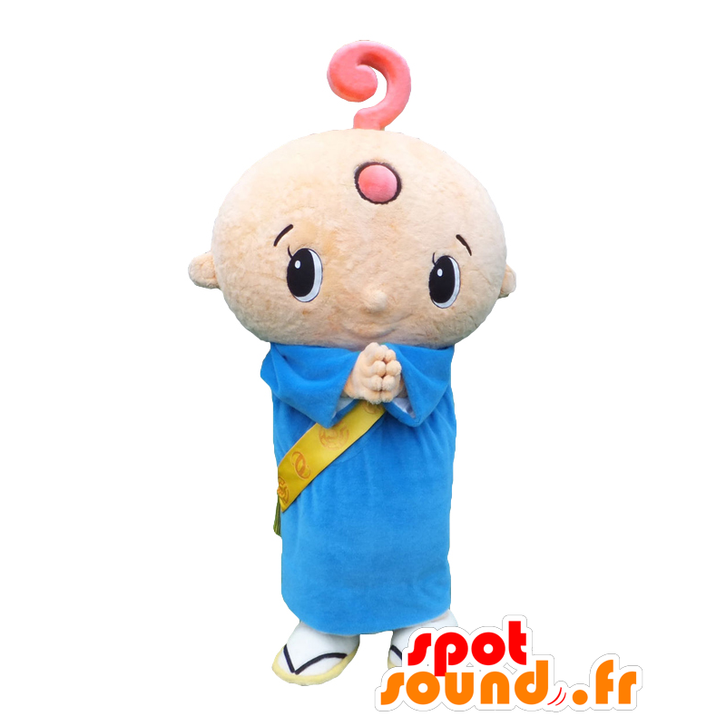 Mascotte de Sankyu San, petit moine habillé en bleu - MASFR26856 - Mascottes Yuru-Chara Japonaises
