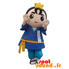 Maskot Altair-kun, hnědá dívka s modrým kimono - MASFR26857 - Yuru-Chara japonské Maskoti