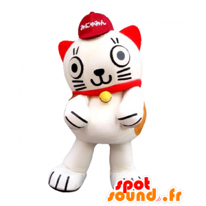 Mascot Mi Nyamin, gato branco e gigante vermelha e engraçado - MASFR26858 - Yuru-Chara Mascotes japoneses