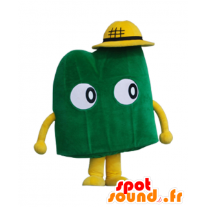 Maskot Dr. Satoyama, grön kaktus med stråhatt - Spotsound maskot