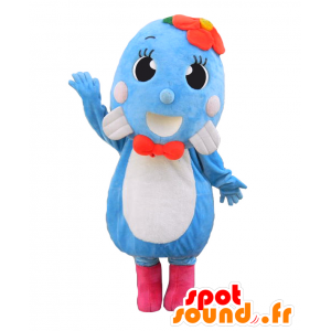 Mascot Stachan laks, blå og hvit fisk - MASFR26868 - Yuru-Chara japanske Mascots