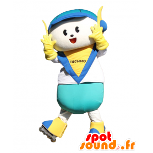 Techno-kun mascot boy with helmet and skates - MASFR26870 - Yuru-Chara Japanese mascots