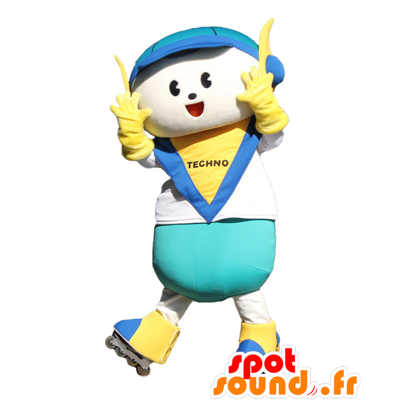 Mascot menino Techno-kun com um capacete e patins - MASFR26870 - Yuru-Chara Mascotes japoneses