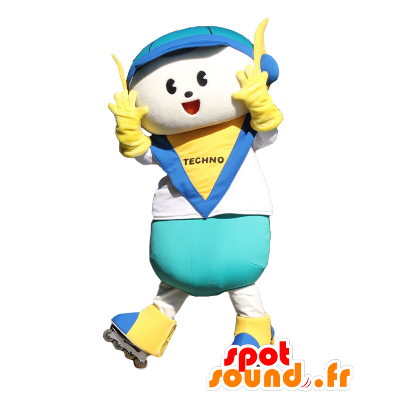 Mascot Techno-kun jongen met een helm en schaatsen - MASFR26870 - Yuru-Chara Japanse Mascottes