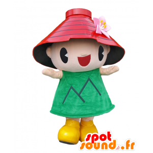 Dívka maskot oblečená v zeleném ve městě Jamagata - MASFR26873 - Yuru-Chara japonské Maskoti
