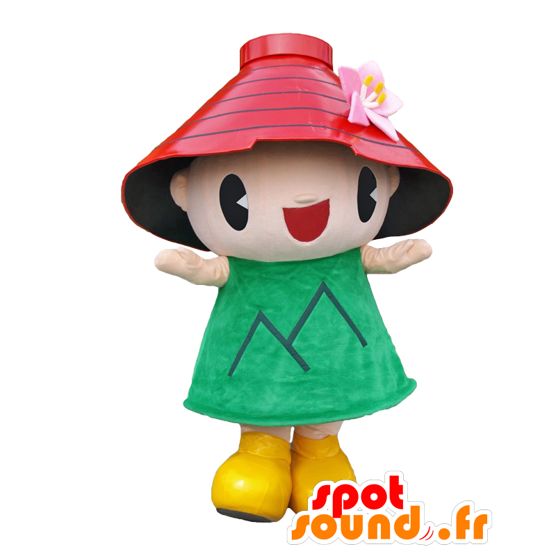 Mascotte de fille habillée en vert de la ville de Yamagata - MASFR26873 - Mascottes Yuru-Chara Japonaises