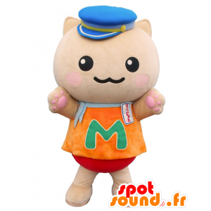 Mascot Nyan Mali, beige kissa, veturinkuljettaja, bussi - MASFR26874 - Mascottes Yuru-Chara Japonaises