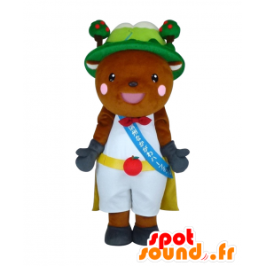Man Cry mascotte, orsacchiotto con una collina e alberi di mele - MASFR26876 - Yuru-Chara mascotte giapponese