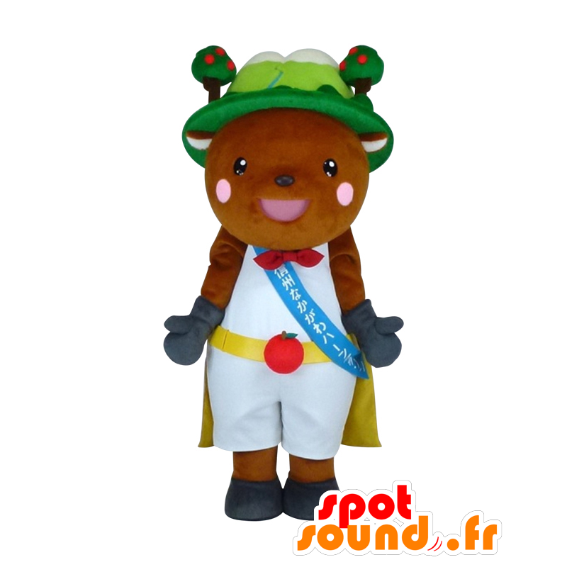 Man Cry mascot, teddy with a hill and apple trees - MASFR26876 - Yuru-Chara Japanese mascots