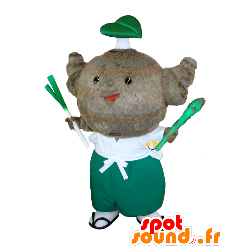 Satomaru kun mascot, gray and hairy animal with vegetables - MASFR26879 - Yuru-Chara Japanese mascots